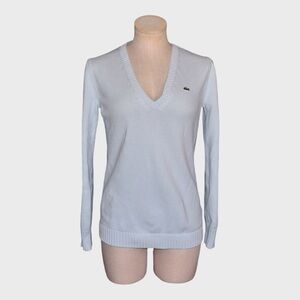 Lacoste Cotton V Neck Knit Sweater